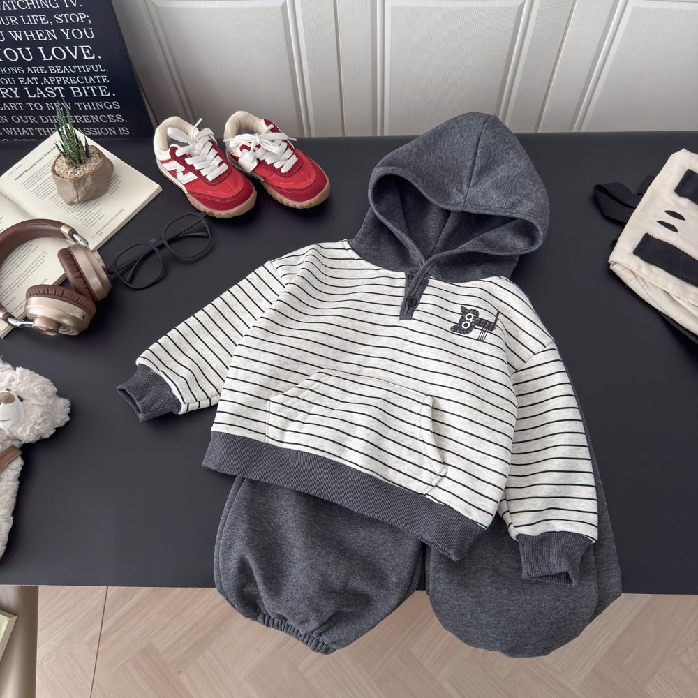 2025秋冬季卫衣套装新款加绒加厚时尚印花休闲卡通宽松韩版套装