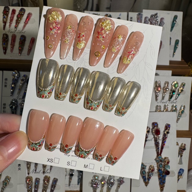 宫廷贵妃配甲 嬛嬛护甲贵妃甲满锆石高级中式国风穿戴甲 