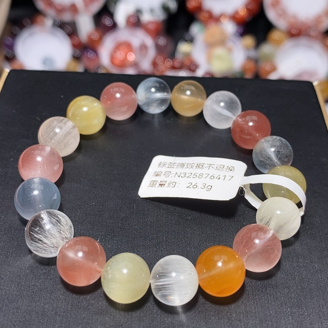 水晶未镶嵌手链F彩兔毛10.5