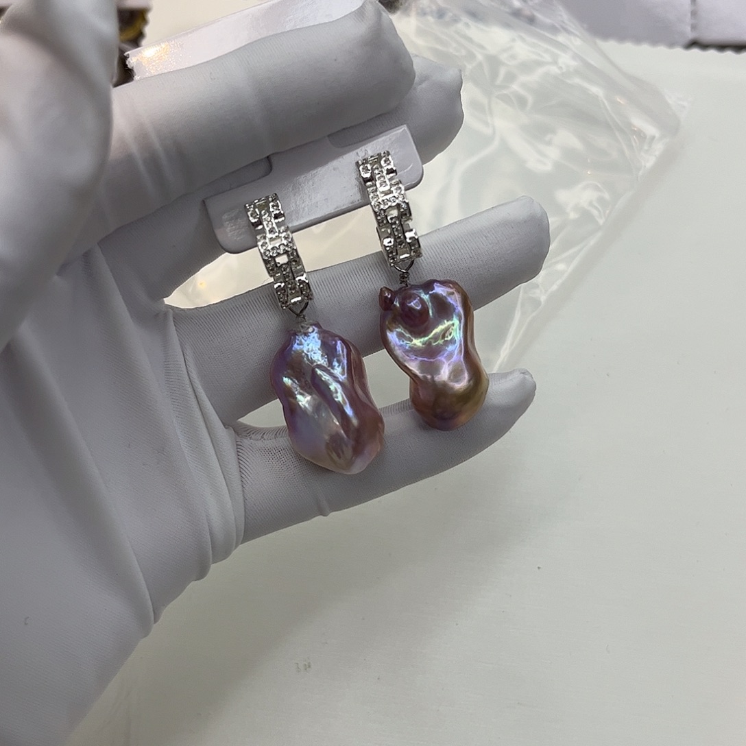 淡水珍珠耳饰合金