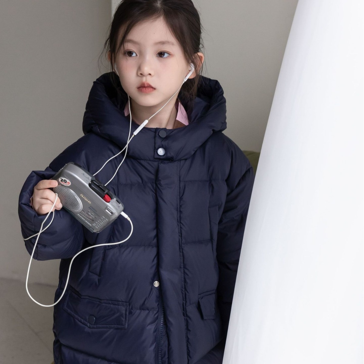 2368#冬季新款纯色现货拉链衫连帽加厚保暖90白鸭绒韩版中长款