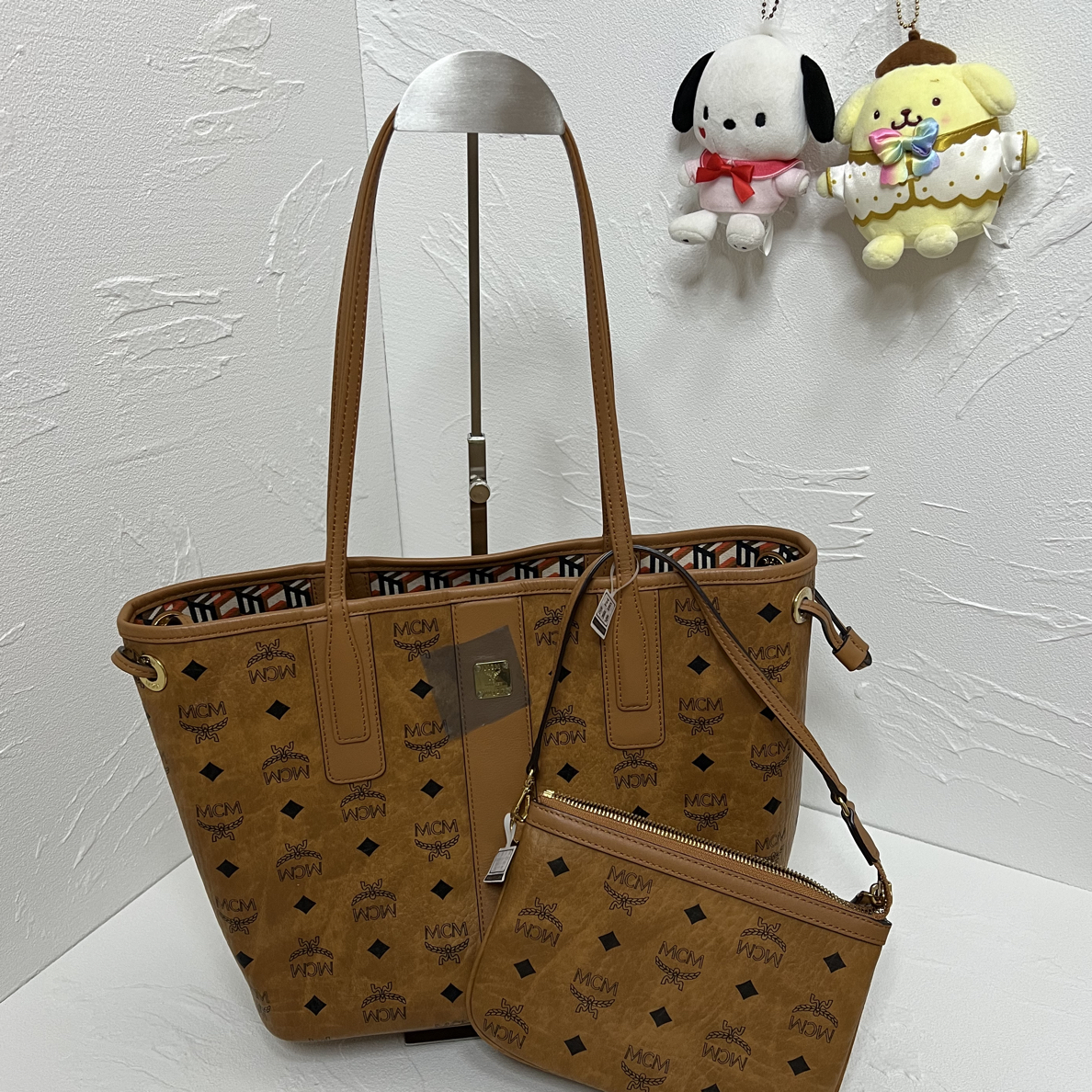 99新 MCM 方姐/干邑色老花小号女士托特 子母袋