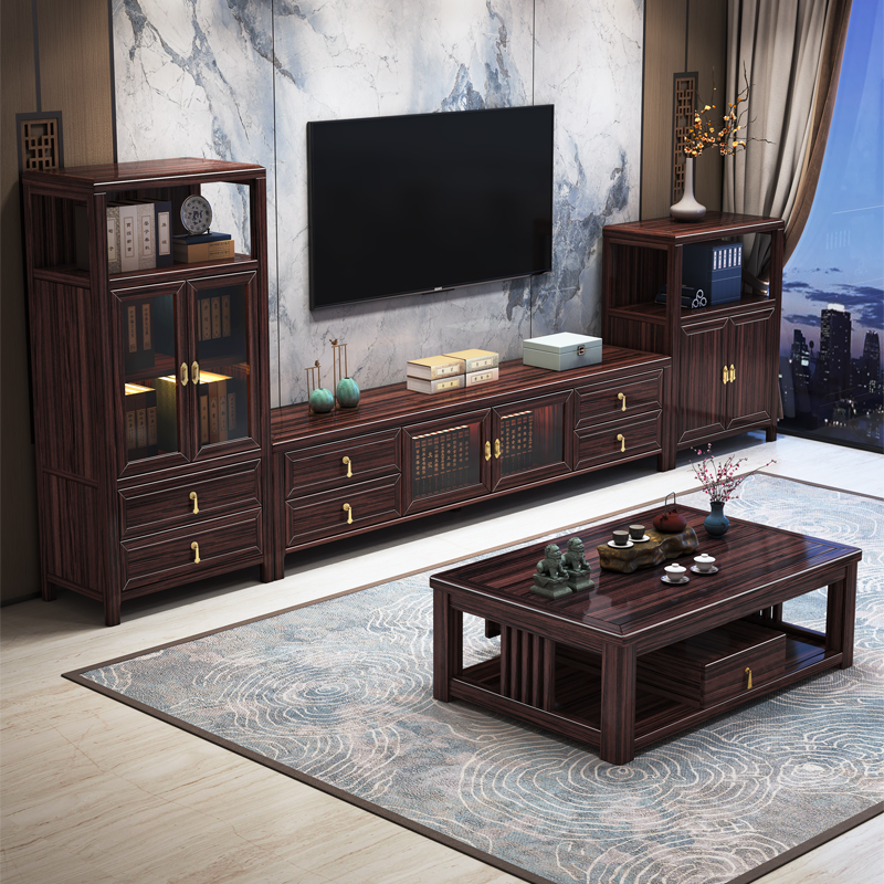 新乌金木新中式电视柜茶几方几K240535、K240532、K240525K240526