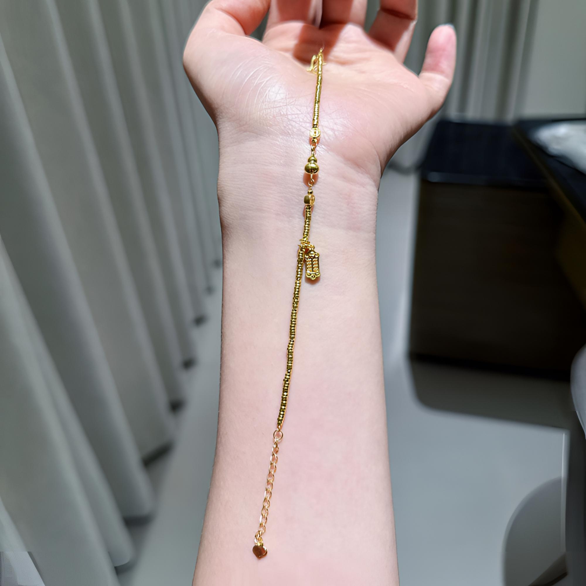 【老陶】足金黄金纯金小众设计碎银算盘手链