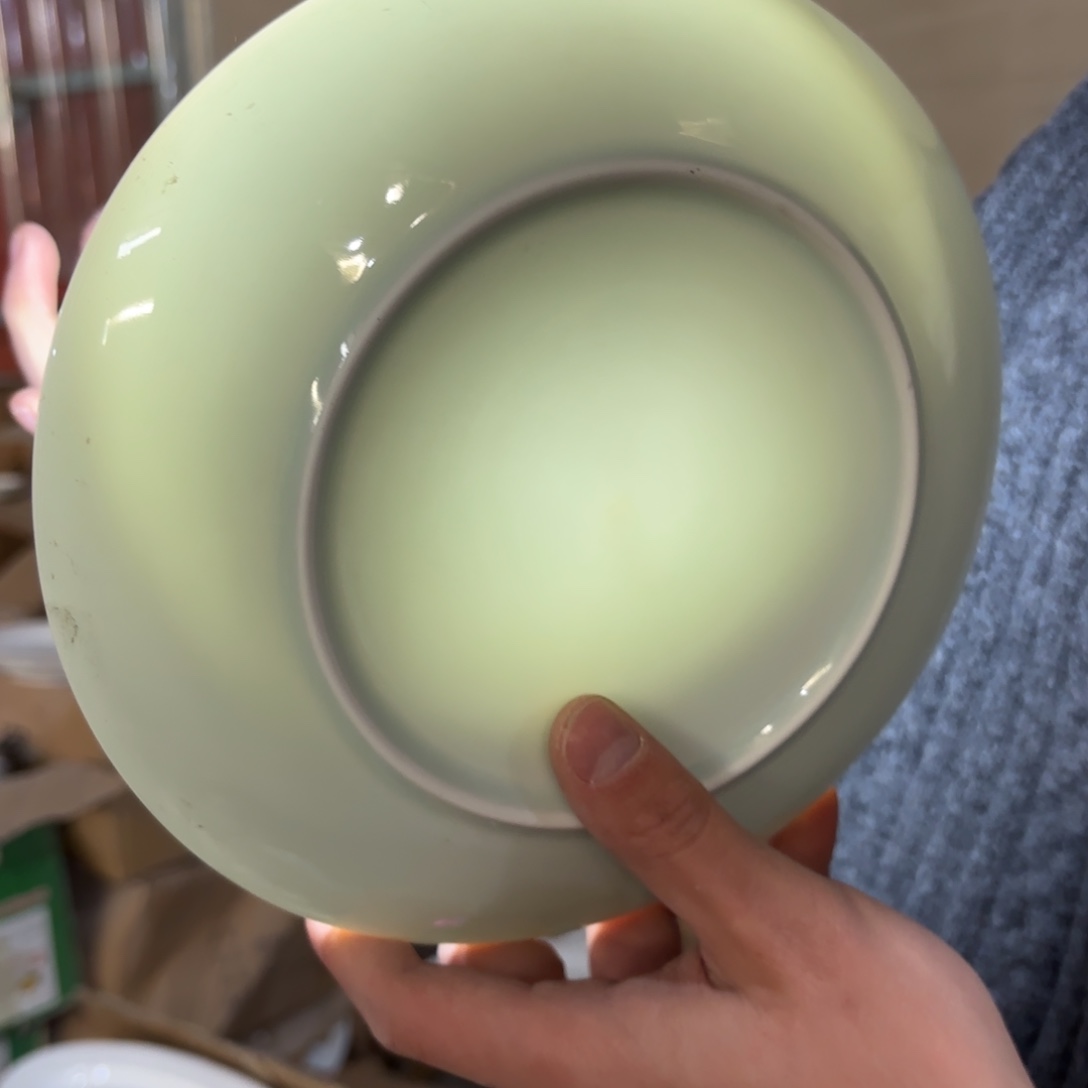 舍***予陶瓷8英寸影青炒菜盘4只微瑕