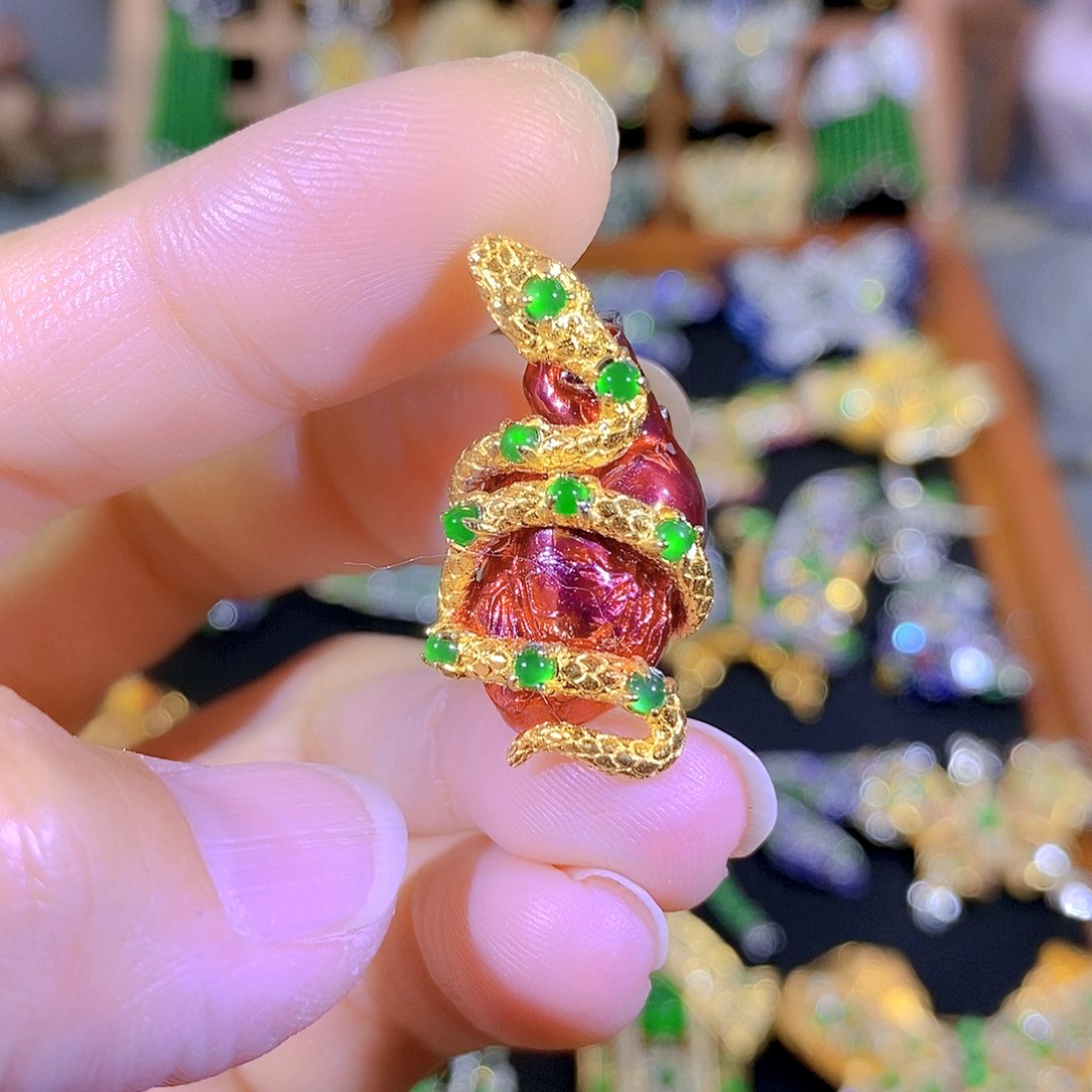 吊坠(不含链)银S925镶嵌翡翠