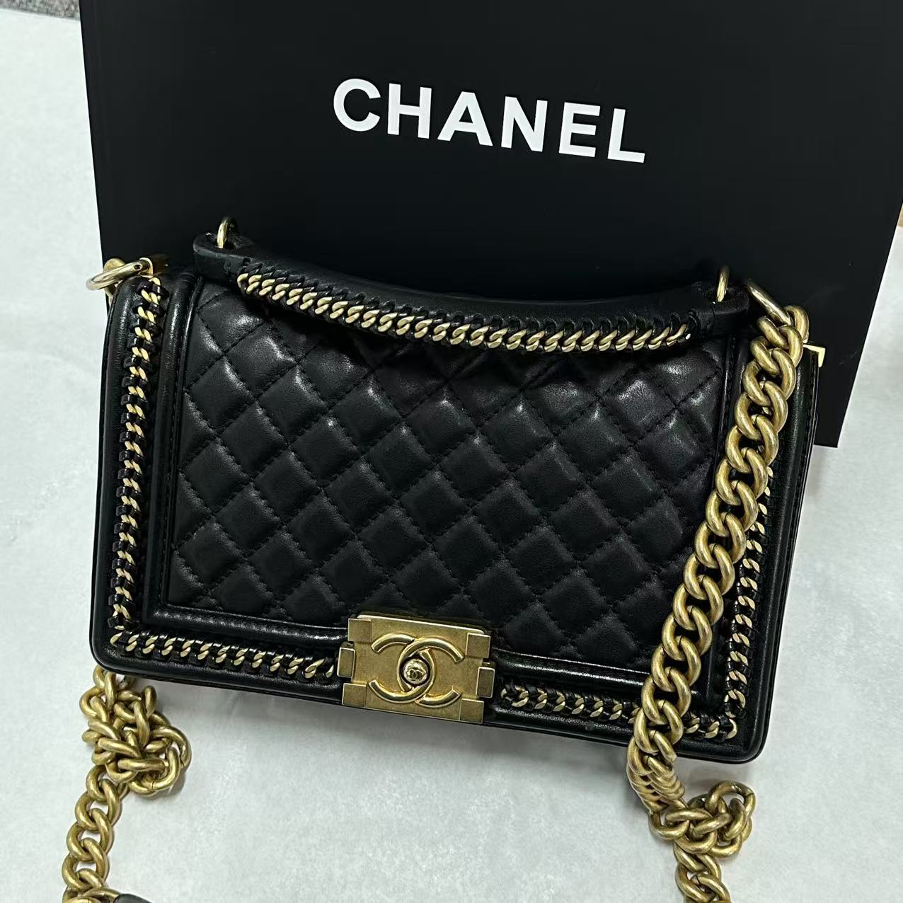 95新 Chanel/香奈儿 泡泡专属/香奈儿手柄滚边leboy斜挎包/98新