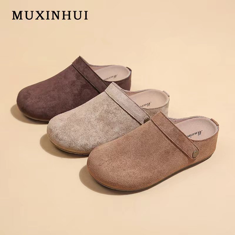 【品牌】复古两穿勃肯鞋包头半拖鞋女2025秋新厚底内增高穆勒鞋891