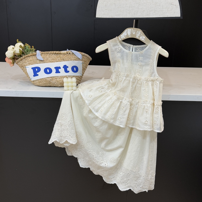 现货leomama【爱丽丝】女童连衣裙套装夏季小女孩背心吊带裙夏装