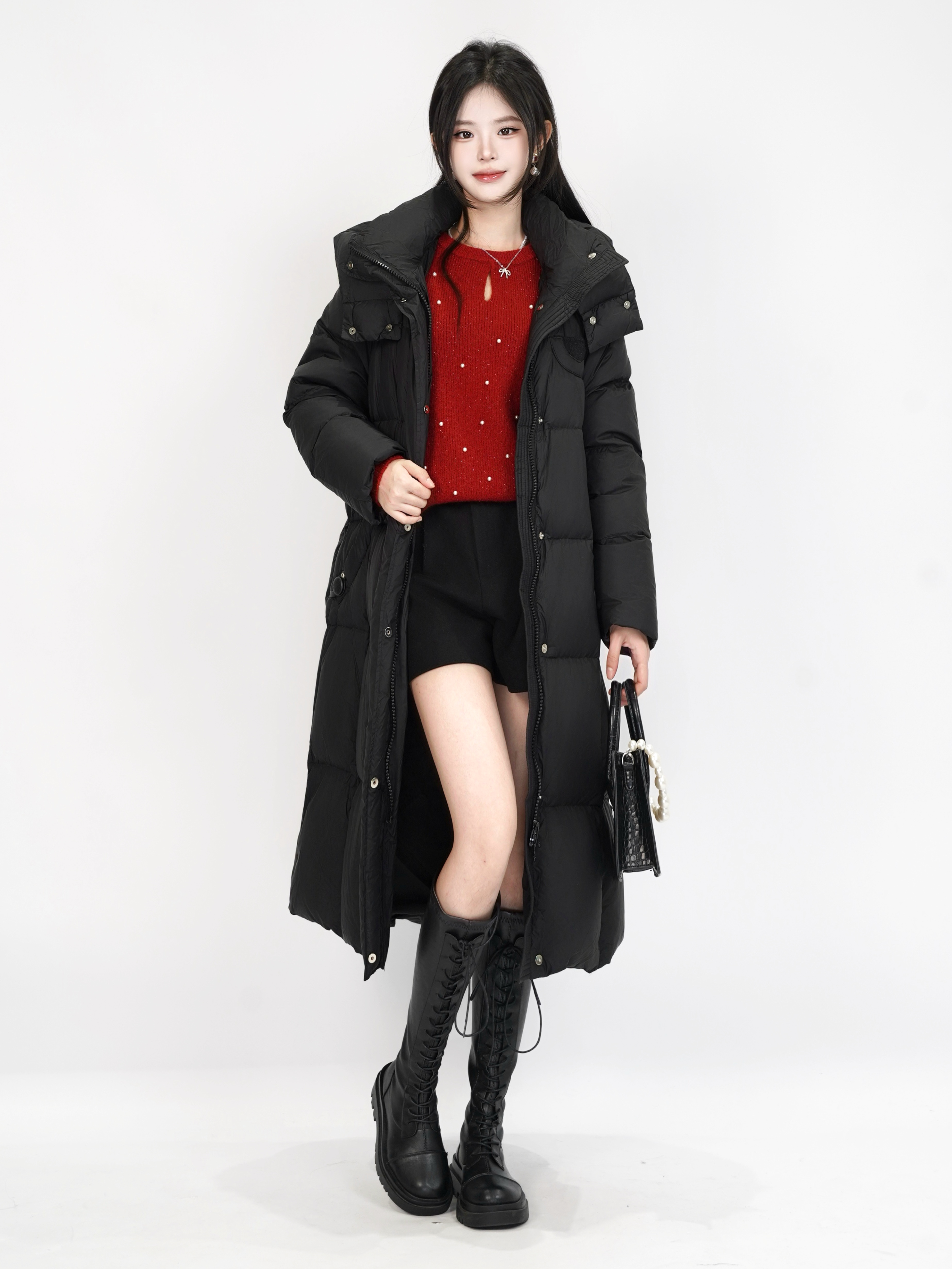 【NEW】冬季时尚百搭修身加绒保暖长款羽绒服