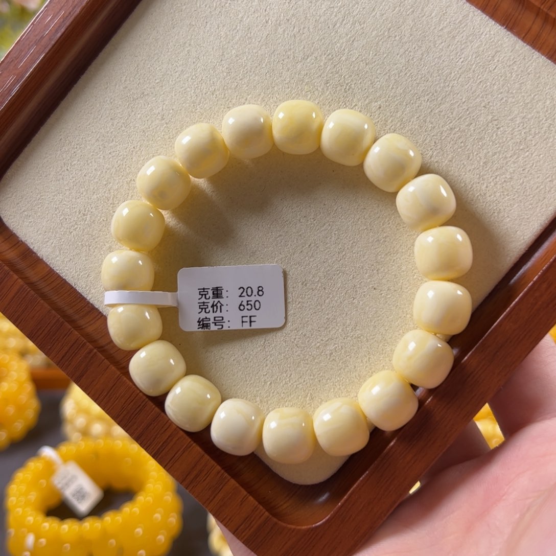 裸石蜜蜡未镶嵌12mm焦皮橘粉白满蜡老型ff