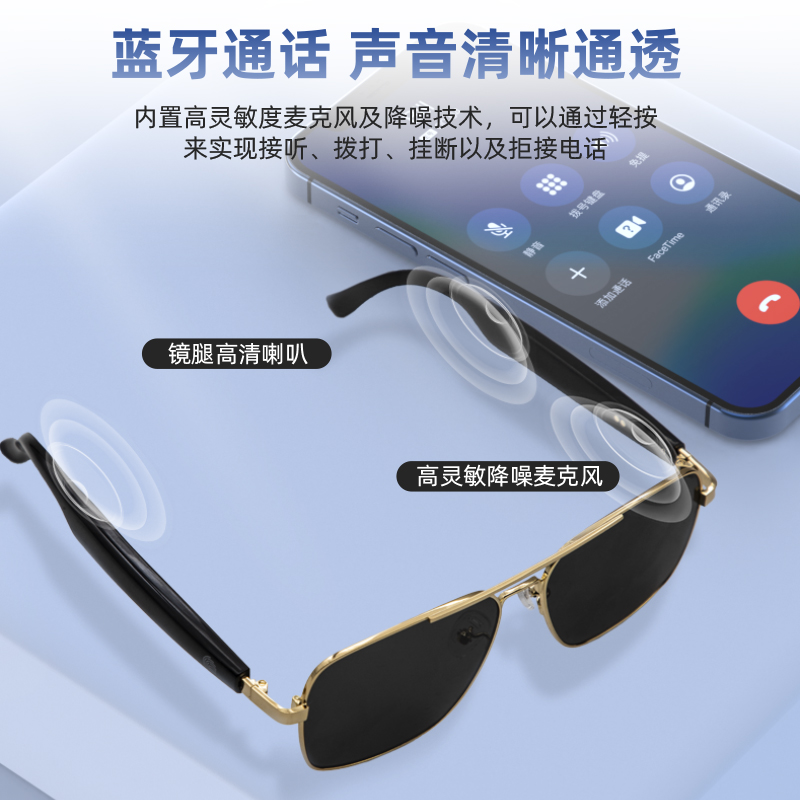 2025新款音频眼镜通话听音乐男女时尚街拍智能蓝牙太阳镜偏光墨镜