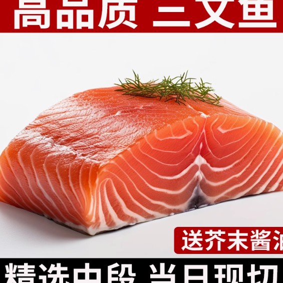 现切 进口挪威三文鱼中段新鲜 