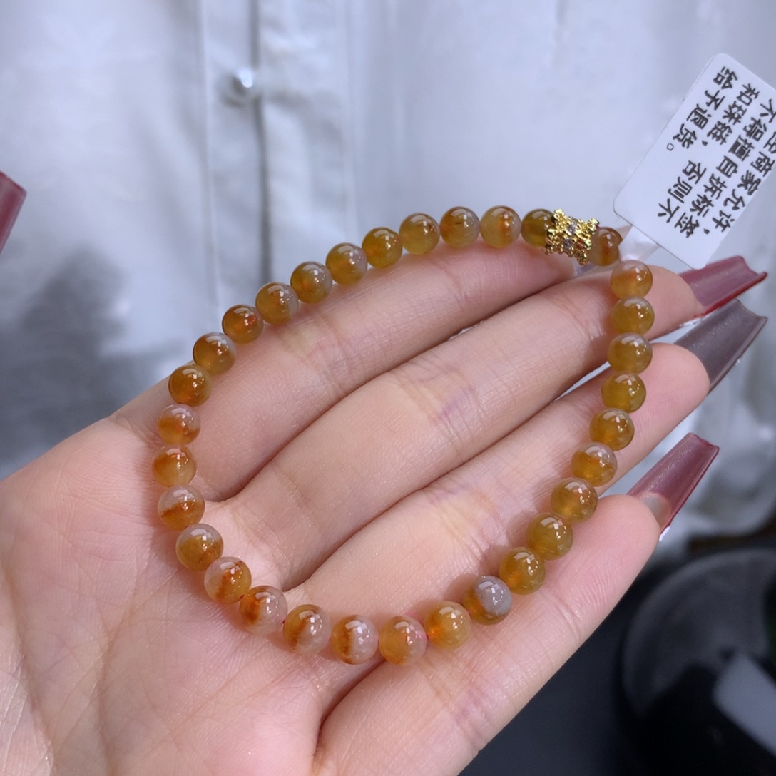 翡翠手链未镶嵌卡5.6冰胶橘红鸳鸯