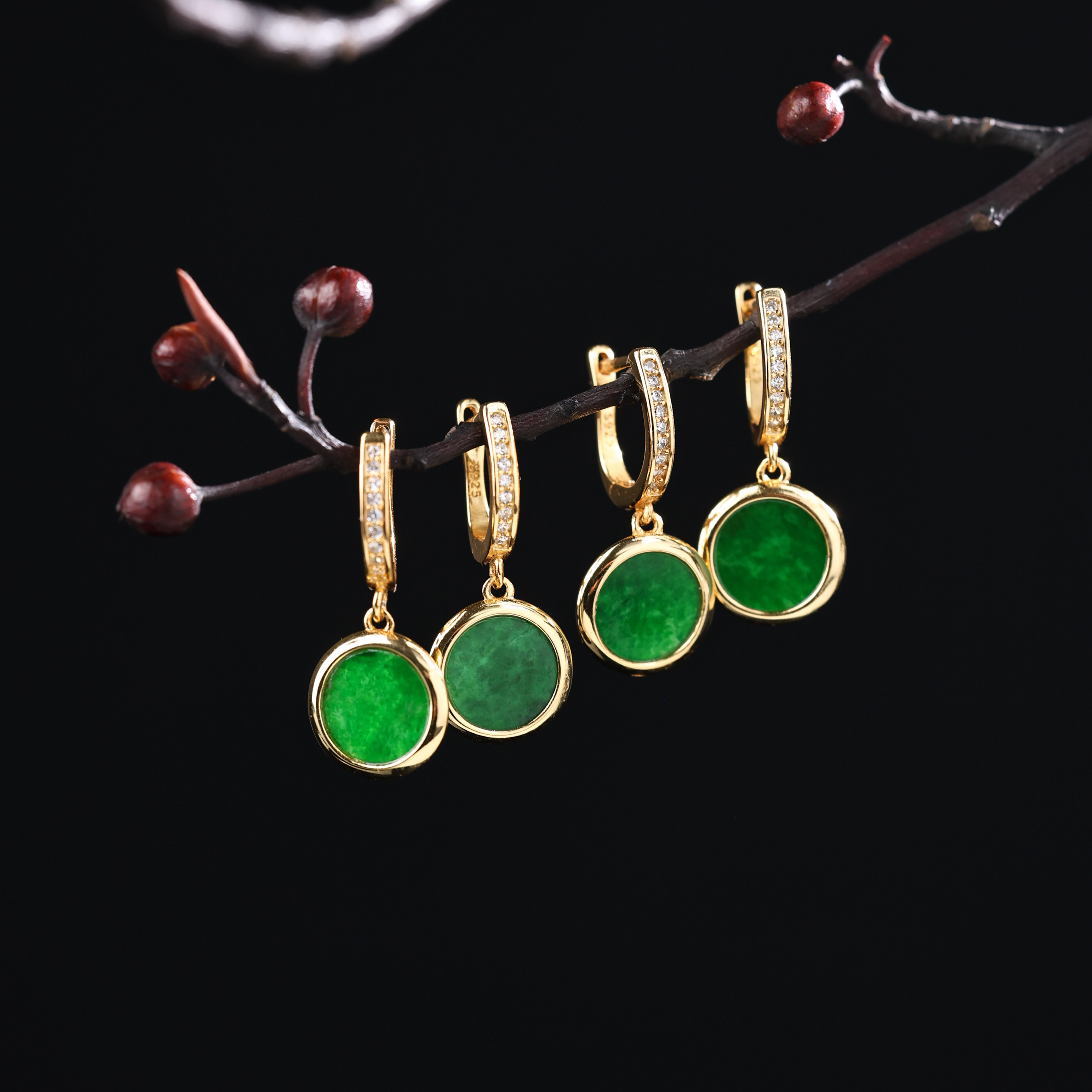 【举石精选】X1128-405-0110翡翠耳饰(一对/多样性发）X