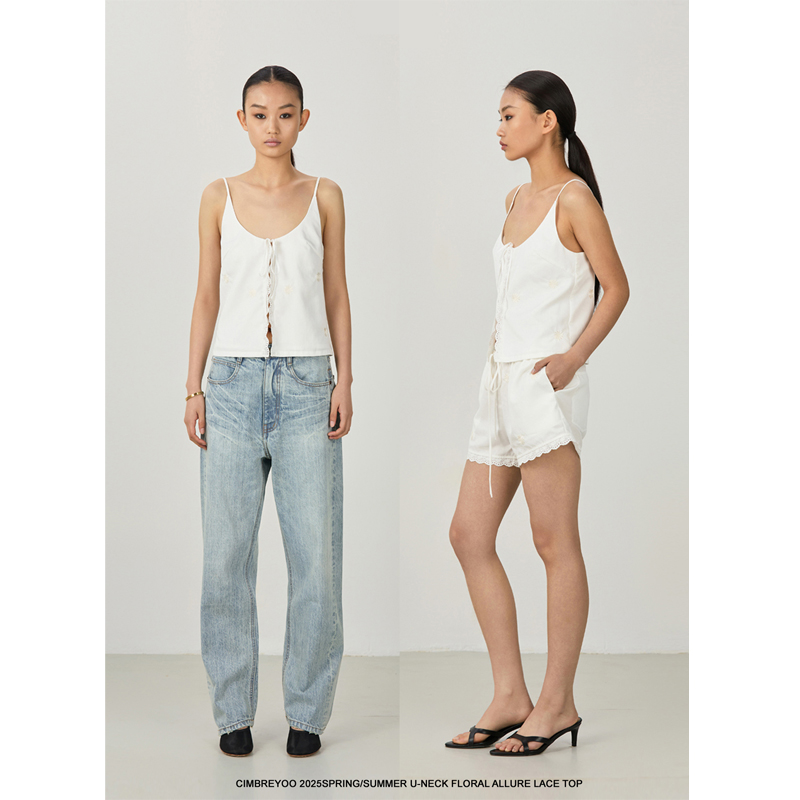 CIMBREYOO ‘Floral Allure’U型领精致花朵凉感吊带背心