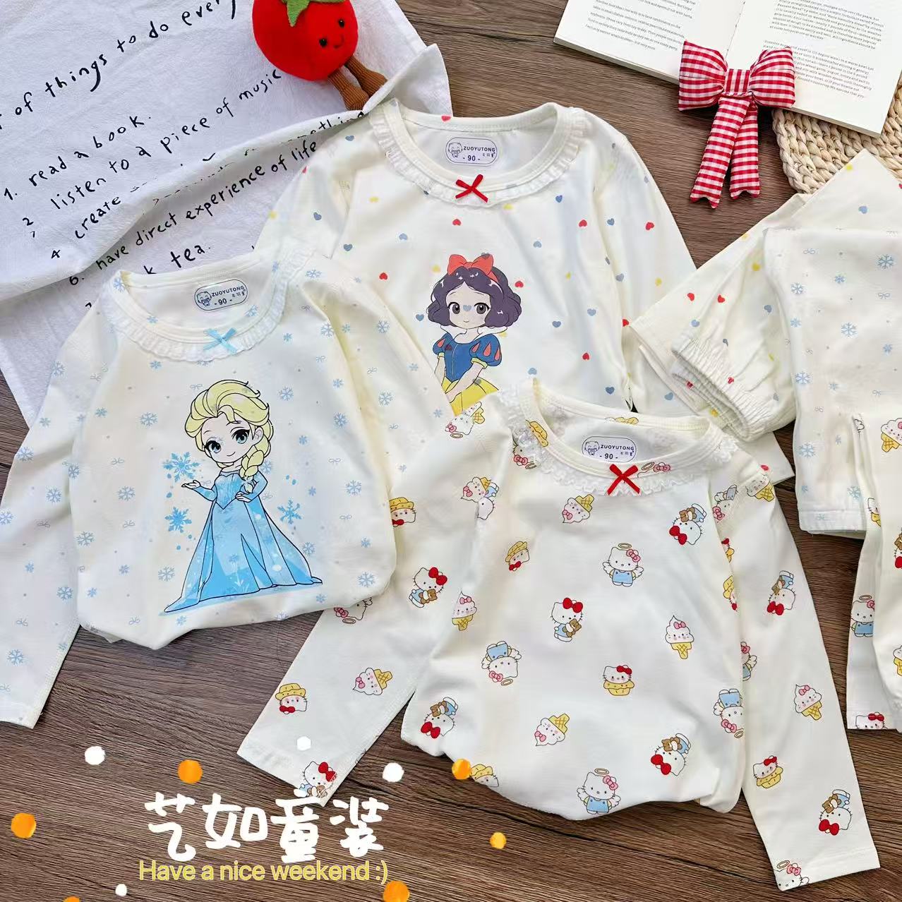 【高弹柔软】2025秋季上新韩版A类卡通200克莱卡家居服套装D-H224