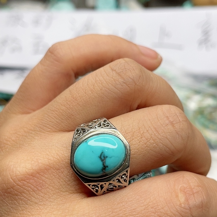 绿松石珠宝奇石银S925镶嵌