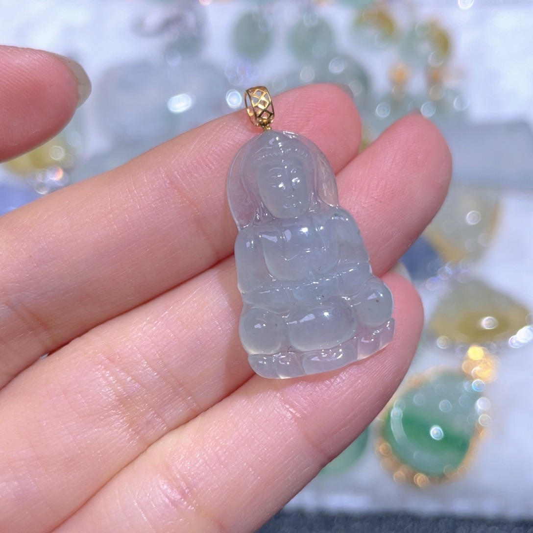 颈饰18K金镶嵌翡翠翡翠