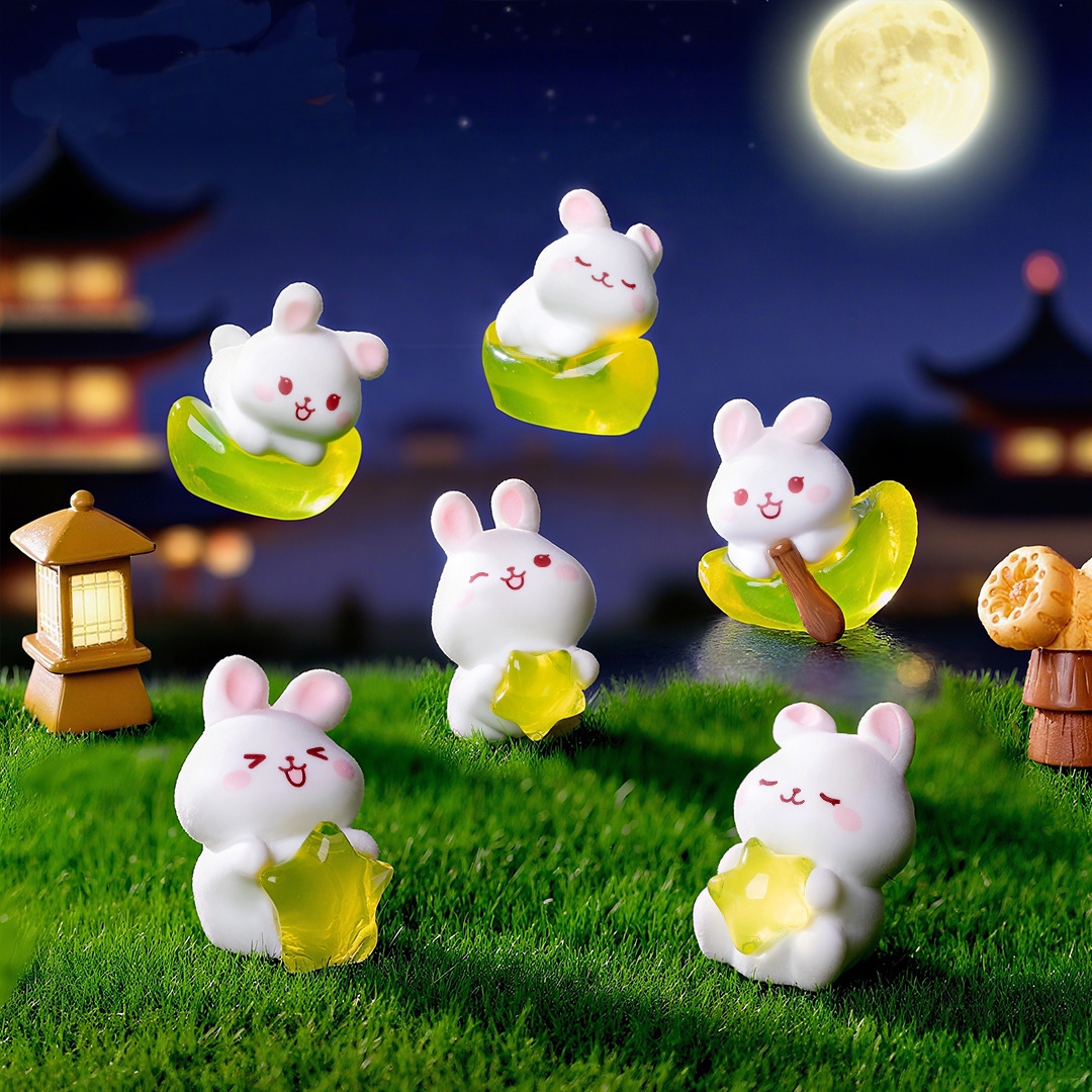（现场拆）太空星月小兔微景观创意diy装饰品迷你桌面摆件