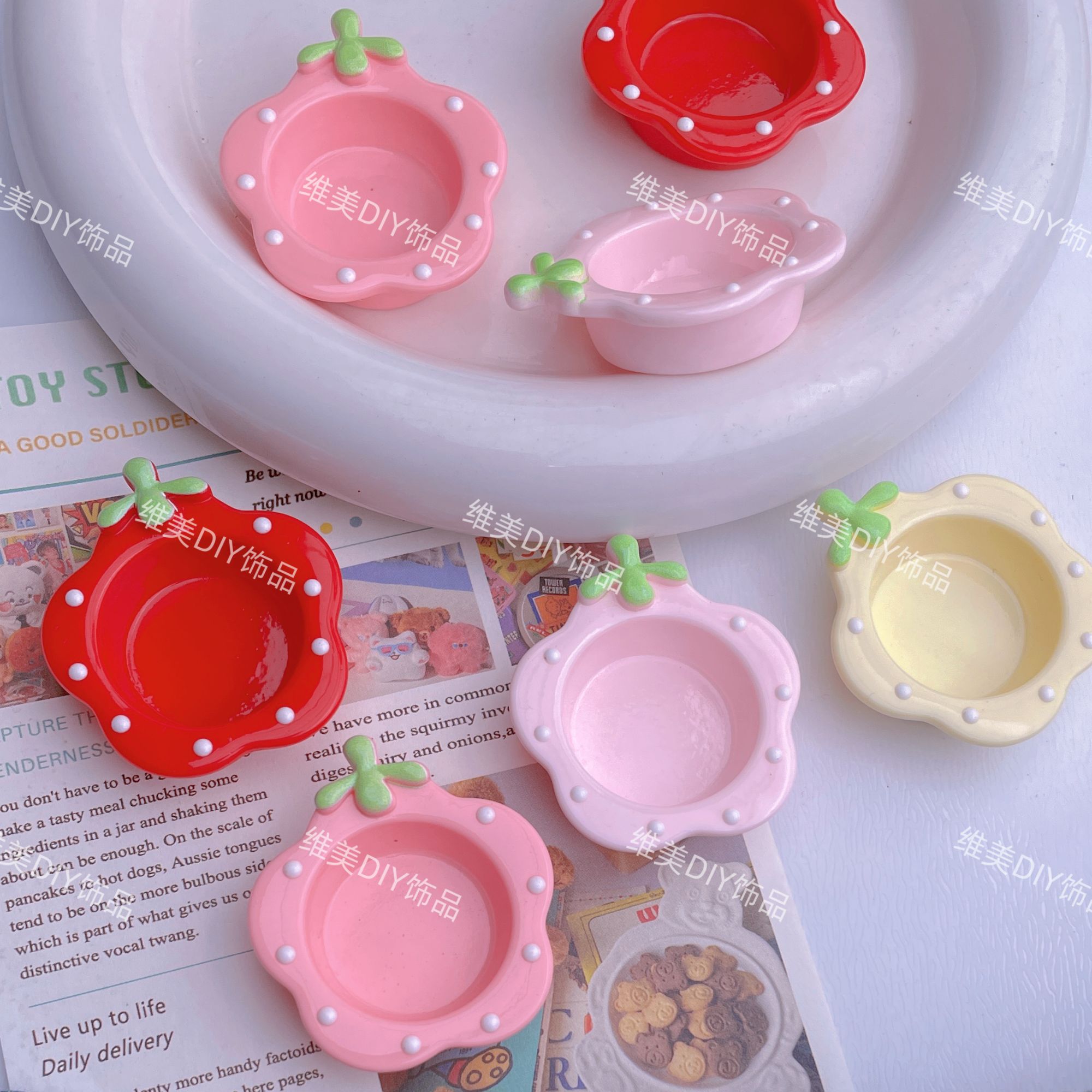 【维美定制-草莓碗】树脂配件树脂奶油胶diy手工制作