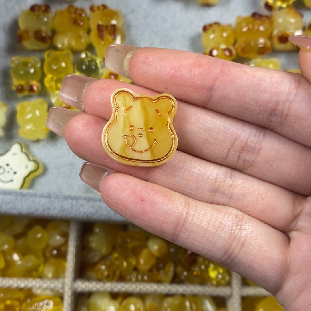 未镶嵌琥珀裸石无***子小熊饼干