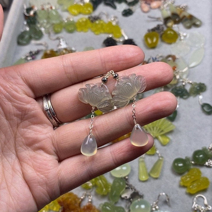 蛇纹石玉未镶嵌挂件耳饰耳环项链