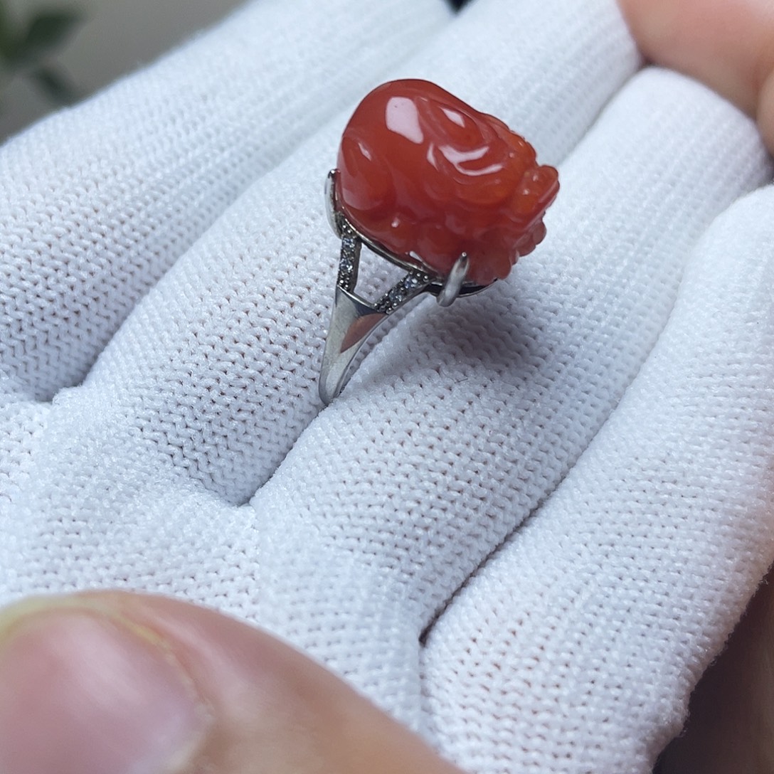 南红玛瑙银S925镶嵌珠宝奇石