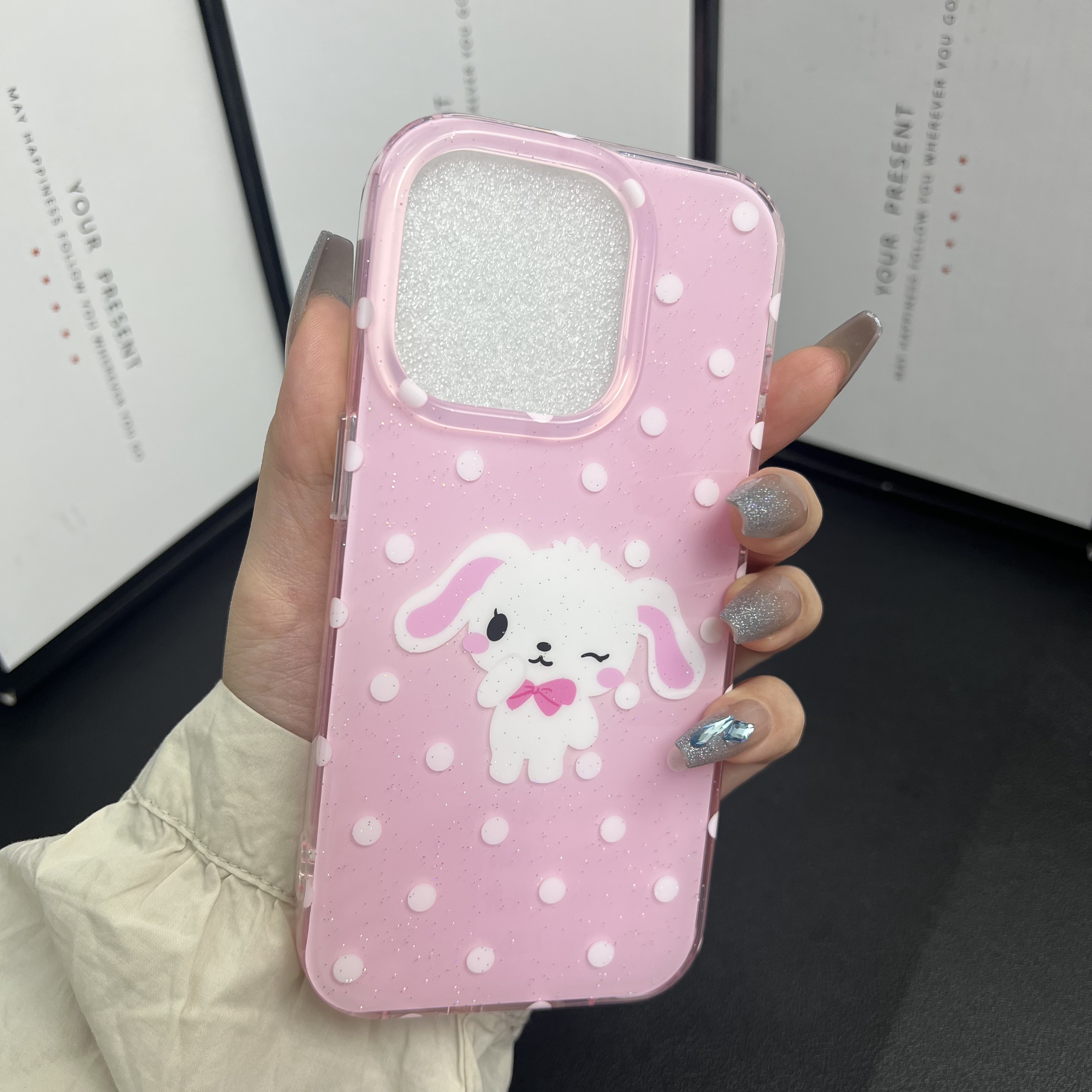 ins可爱卡通波点兔子适用16ProMax手机壳苹果15/14新款iPhone13软