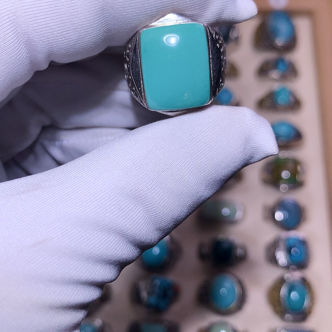 绿松石银S925镶嵌戒指