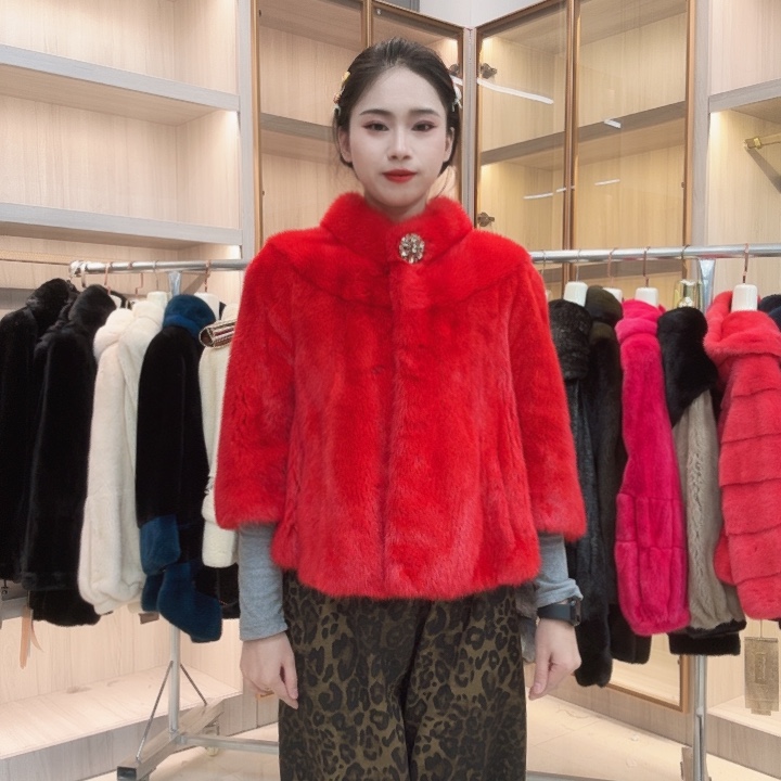 红色立领短款yh0137 