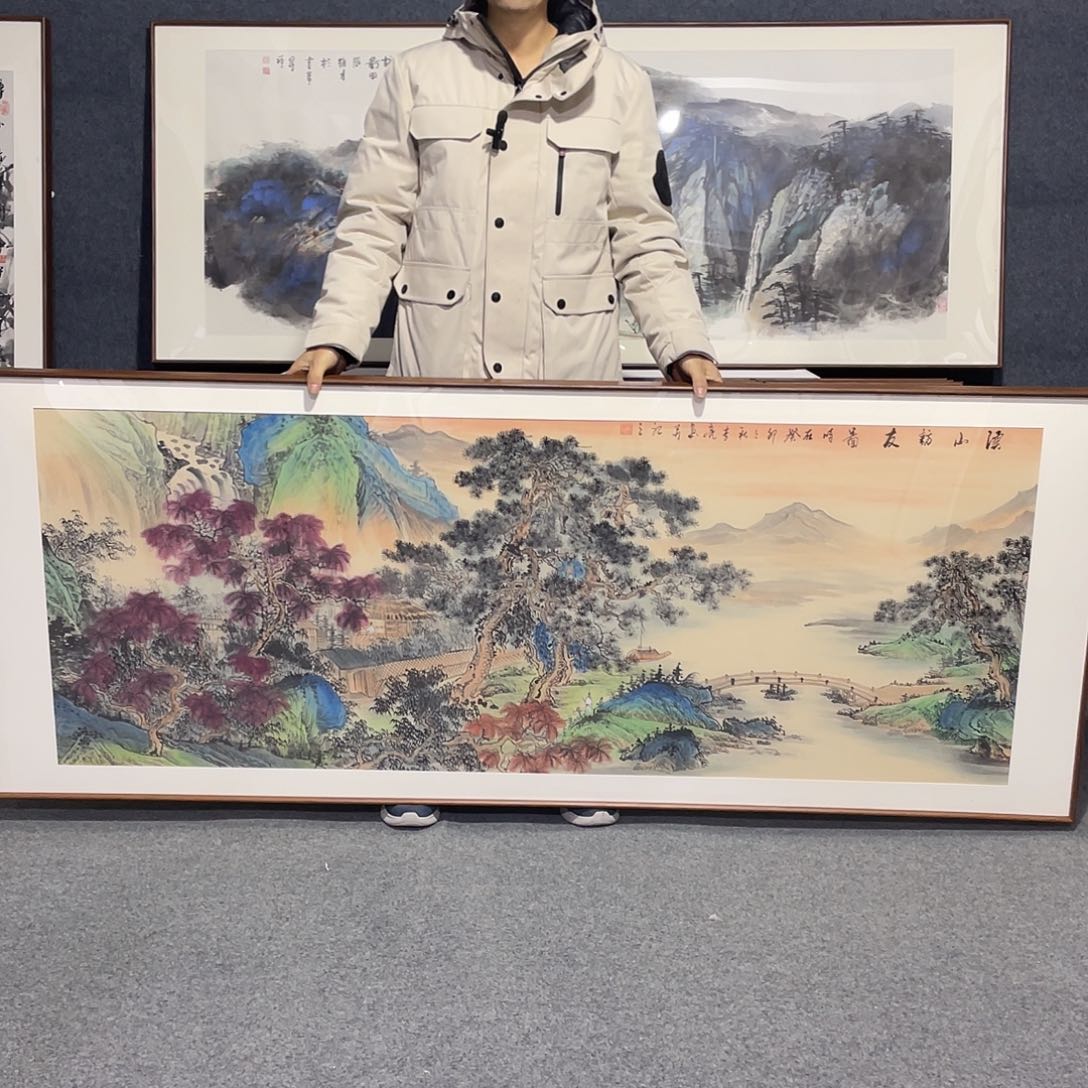 国画手绘画作带框发货