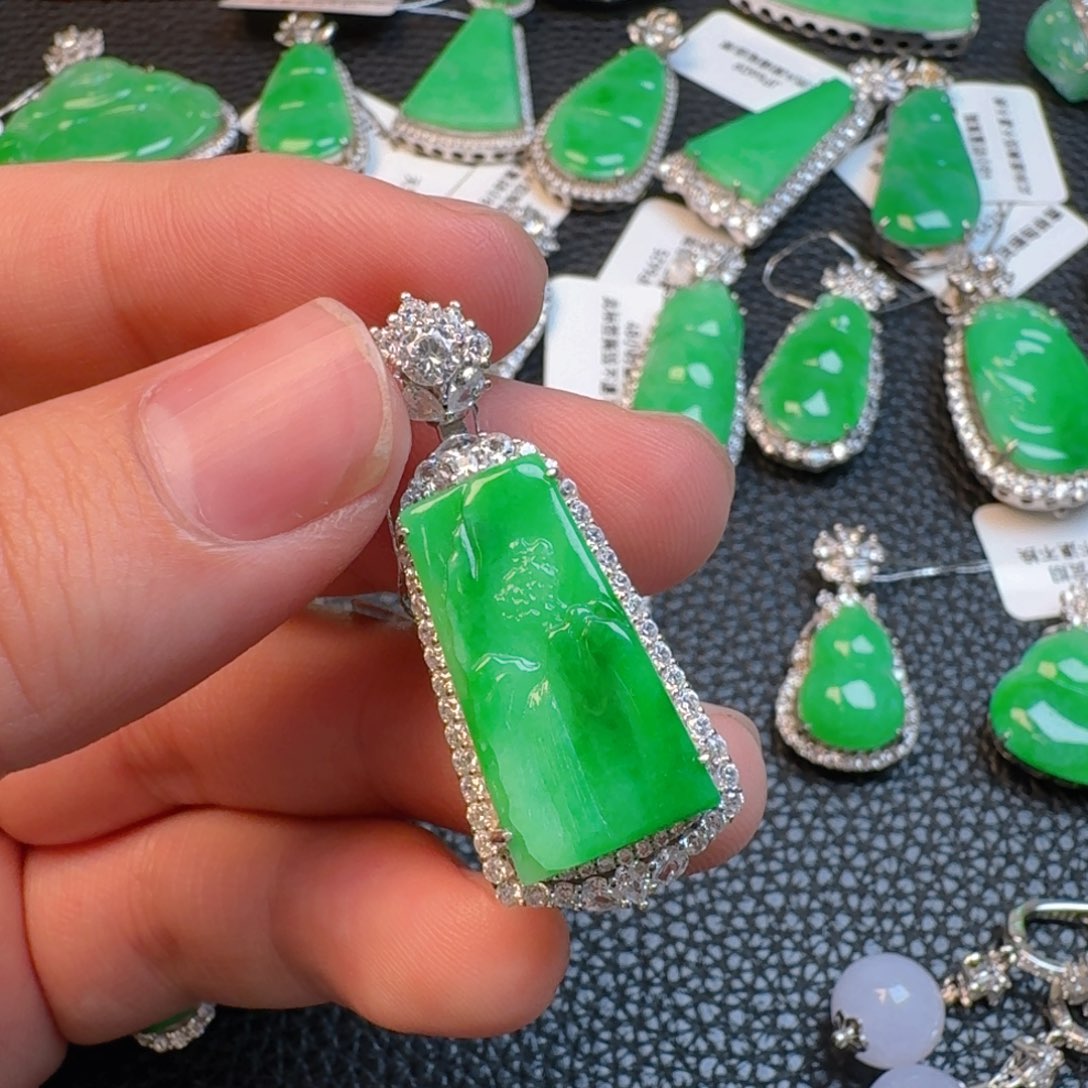 翡翠银S925镶嵌吊坠(不含链)