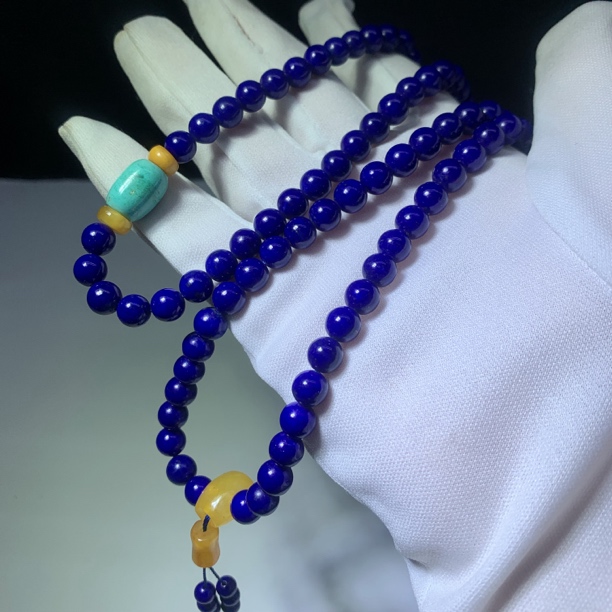 天然原矿阿富汗青金石高品7m108佛珠项链老料帝王青7A级男士礼物