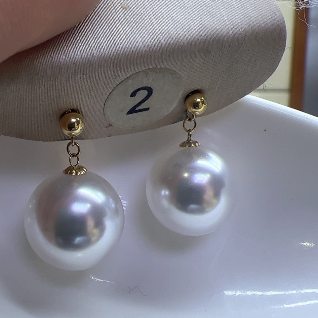 淡水珍珠耳饰18K金镶嵌
