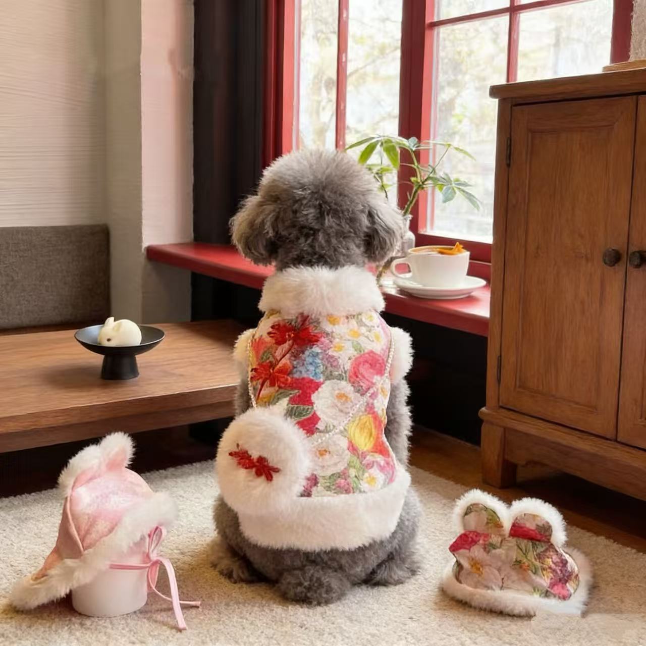 新年小狗狗衣服秋冬季泰迪比熊小型犬宠物秋冬款喜庆过年唐装