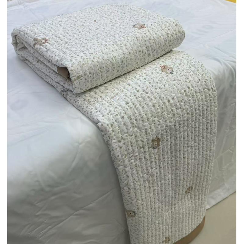【北奈かわ会社】200*230cmA类有氧针织双层纱四季床盖床单邻家兔熊