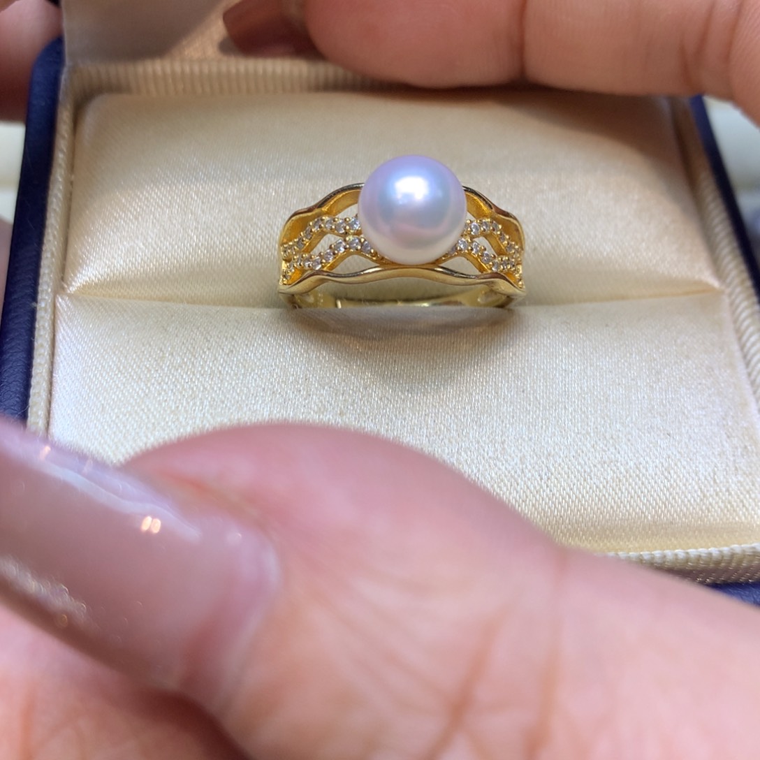 银S925镶嵌戒指海水珍珠