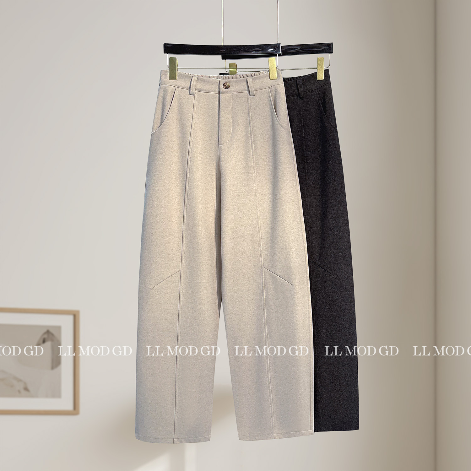 柔韧有型 松弛时尚气质羊毛百搭休闲显瘦直筒弯刀阔腿裤YL-263347