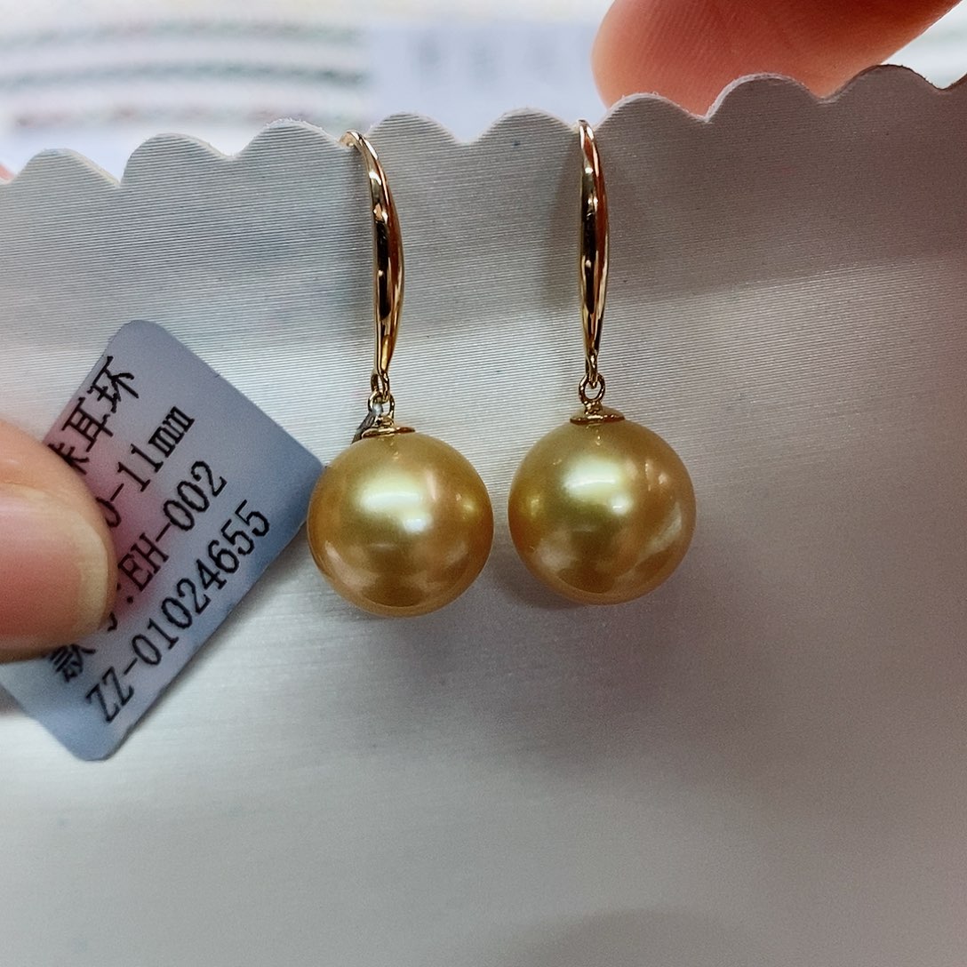 18K金镶嵌耳饰海水珍珠10-11