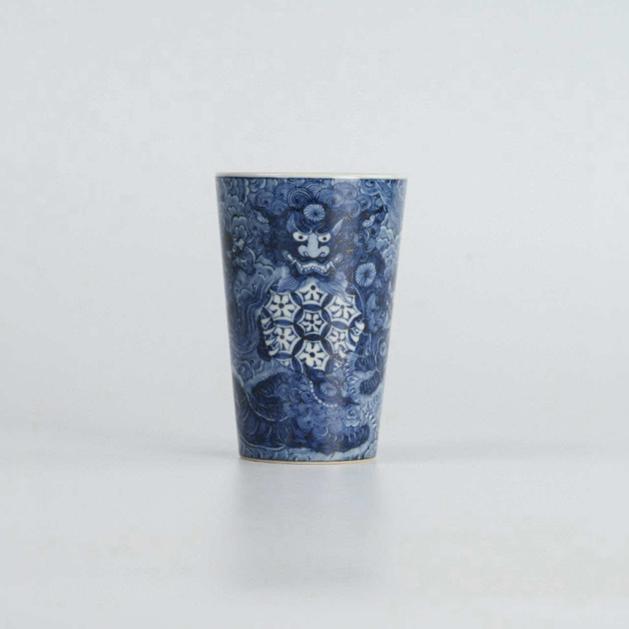 手作搏泥幻化珍藏蓝地九狮水杯