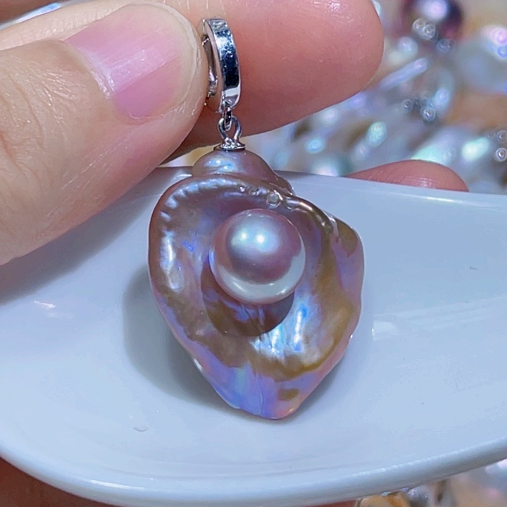 淡水珍珠银S925镶嵌颈饰