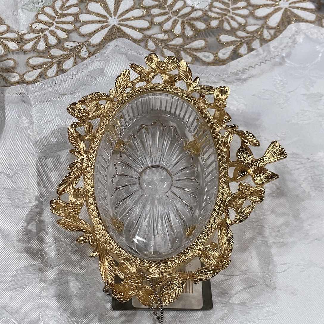 摆件H014福利水晶配铜收纳盘