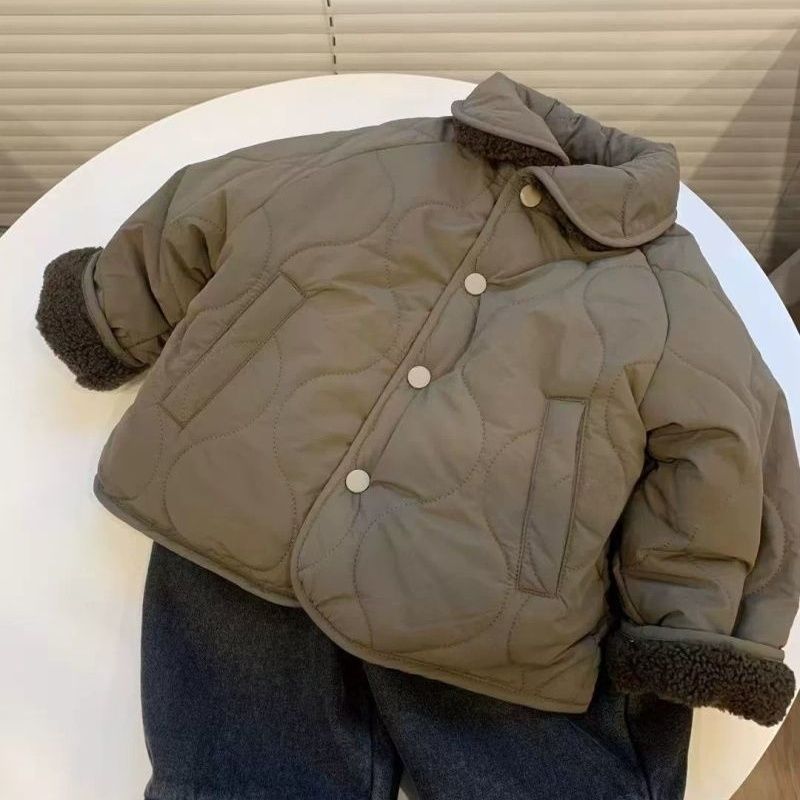 儿童冬季夹棉加绒棉衣外套2025新款男女童时尚宽松休闲韩版棉衣