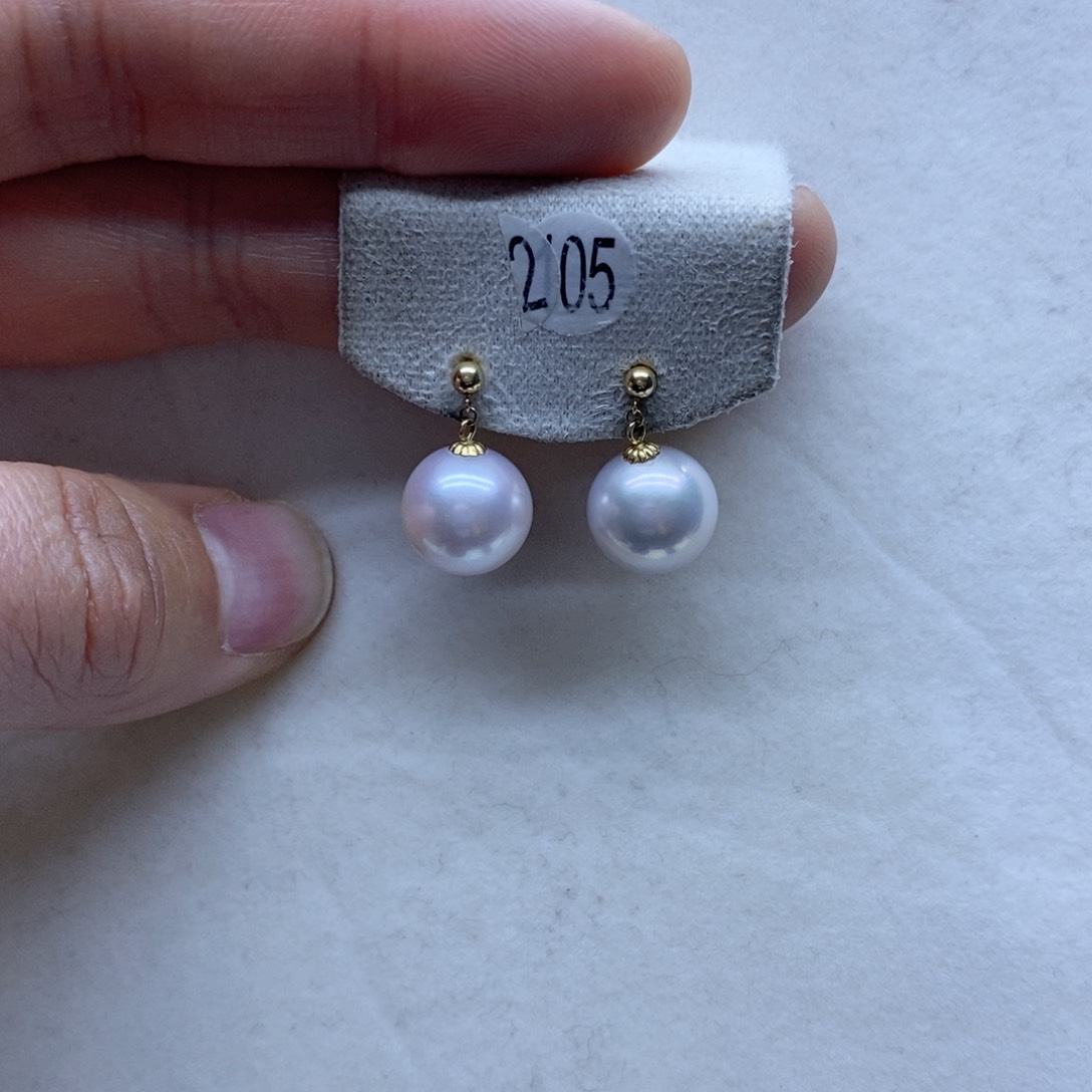 淡水珍珠耳饰18K金镶嵌205