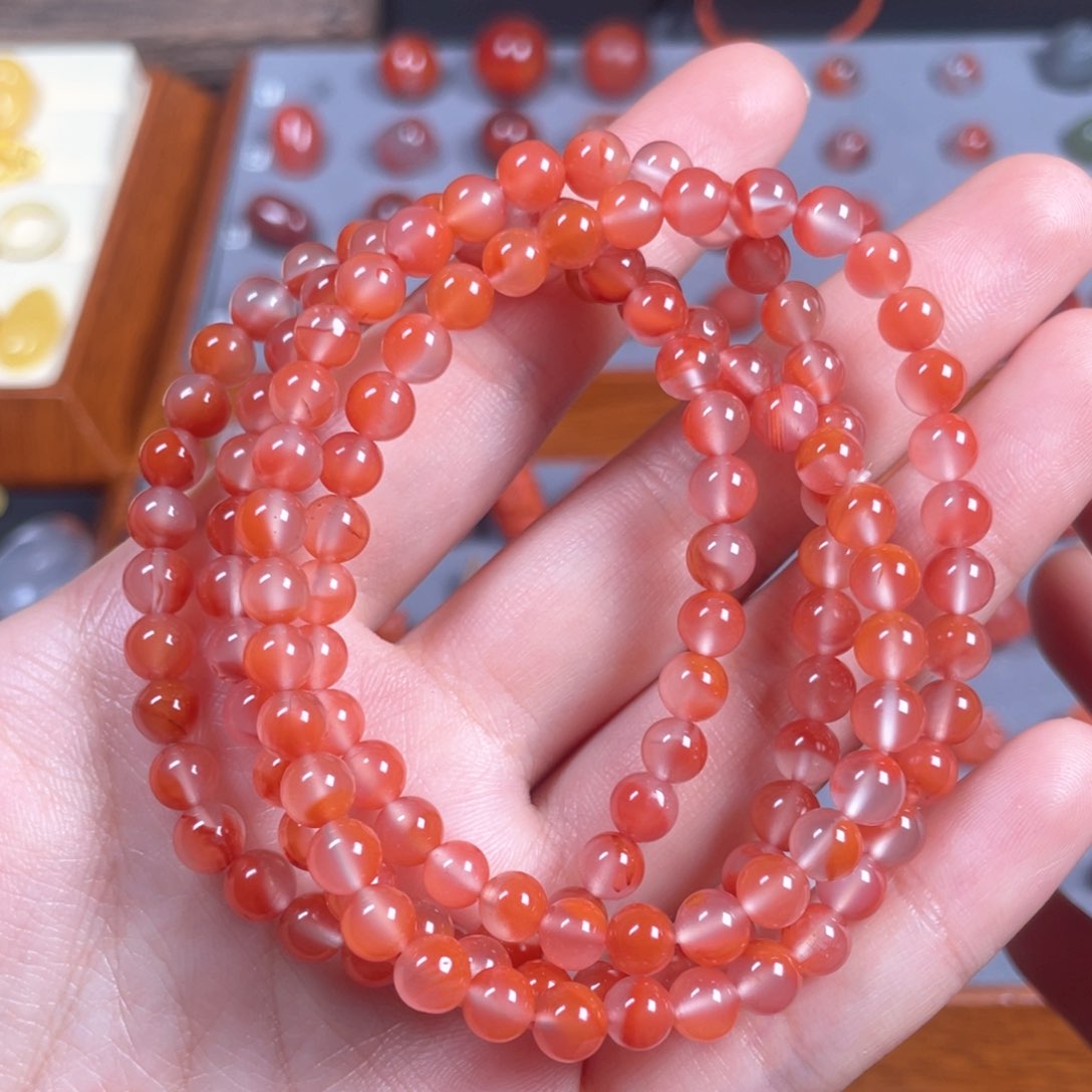 南红玛瑙卡6冰飘花手串多圈未镶嵌