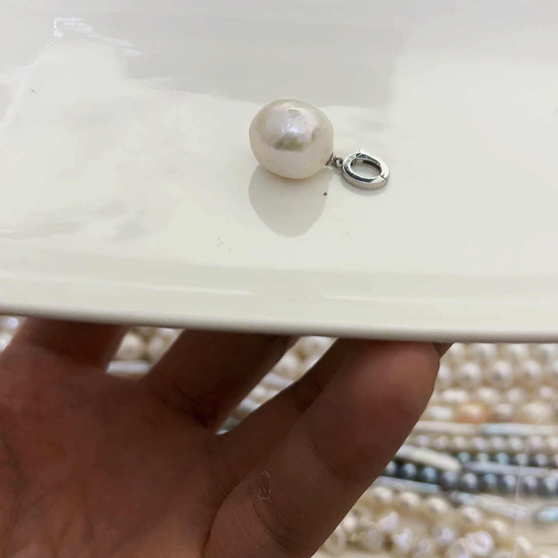 淡水珍珠吊坠(不含链)银S925镶嵌
