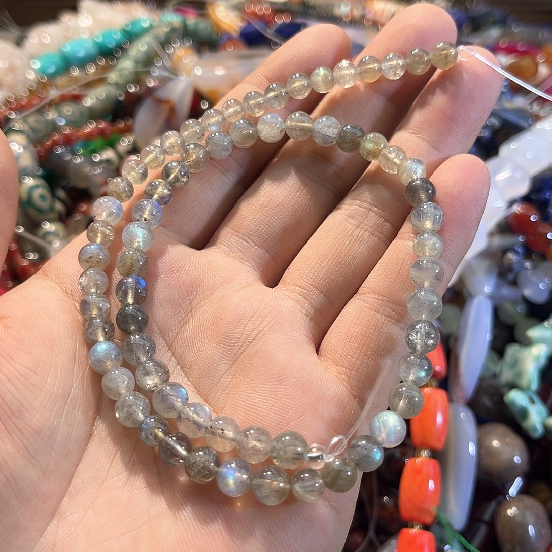 玛瑙/玉髓合金珠宝半成品灰月光一条7mm