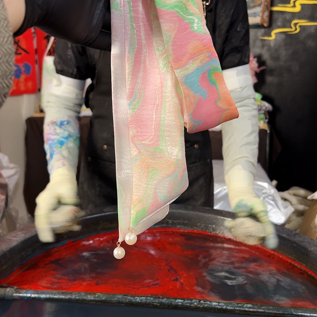 111珍珠发带手作影青红