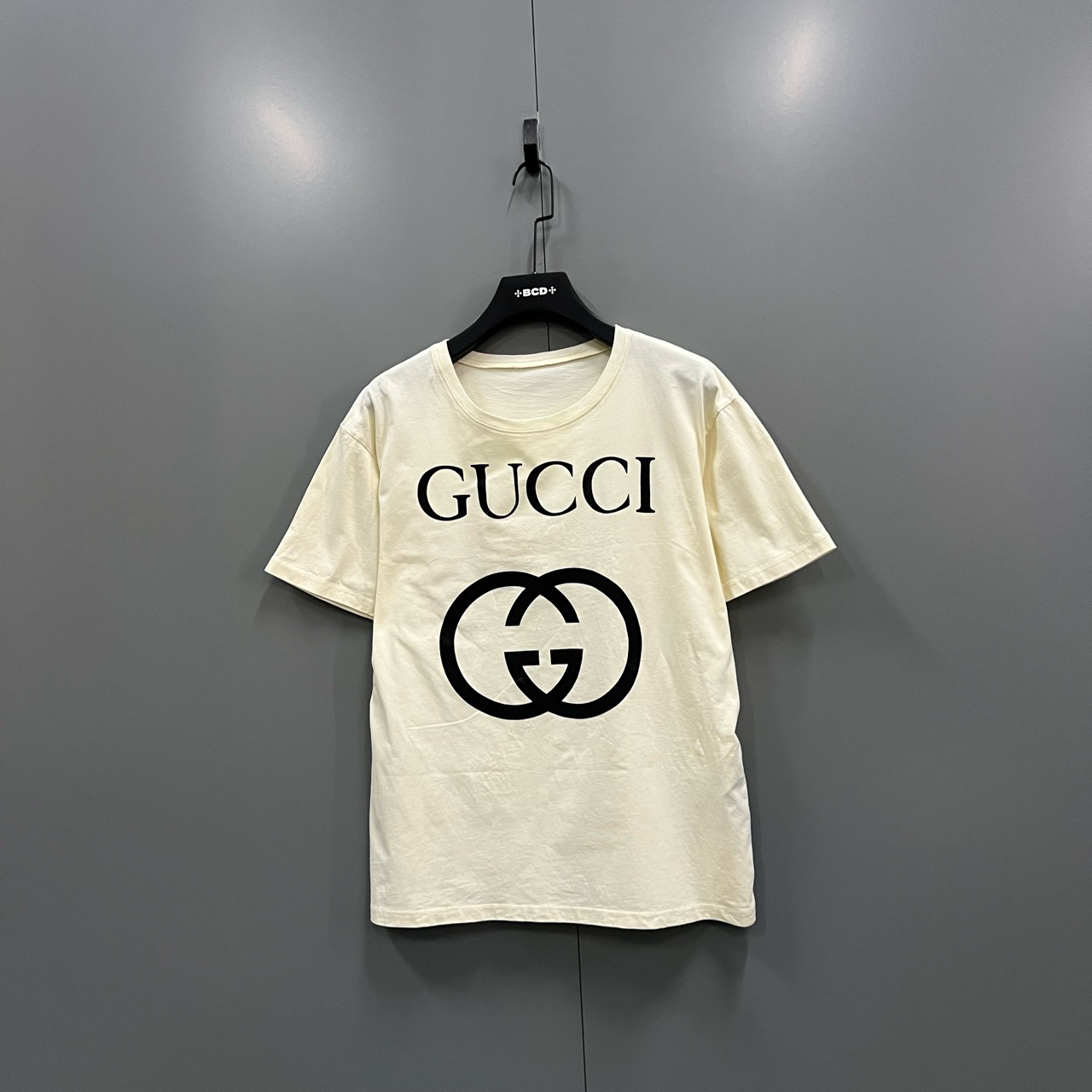 95新 GUCCI/古驰 米色GG印花短袖 S码/3999/无领标